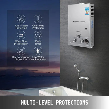 VEVOR LPG Gas Water Heater | Instant Tankless | 6L–18L | CE Certified | EU