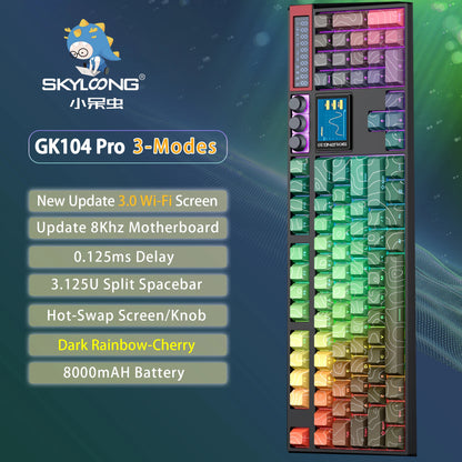 SKYLOONG GK104 Pro Full-Size Wireless Mechanical Keyboard – 104 Key, Hot-Swap, RGB, Macro Knob