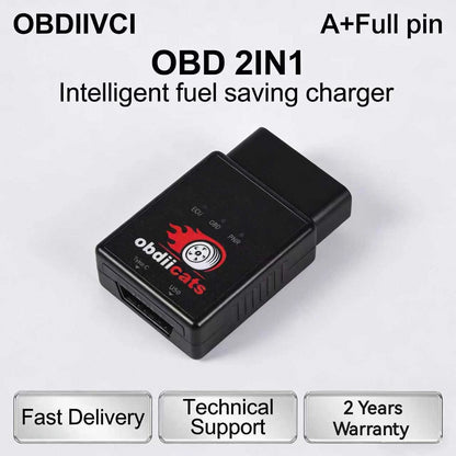 OBD2 Fuel Saving Chip Tuning Box | 2-in-1 Fast Charger & Power Booster for Petrol & Diesel Cars