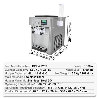 SucceBuy 4L Commercial Soft Serve Ice Cream Machine – Touch Screen