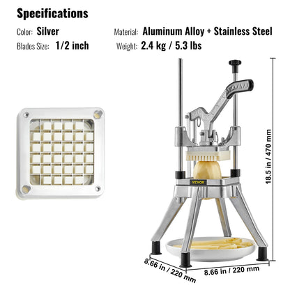 SucceBuy Professional Food Dicer | French Fry & Vegetable Cutter | Stainless Steel | EU Stock