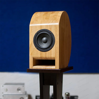 Personalized R.E.D. Shopping Nautilus speaker box with 3-inch solid wood bookshelf cabinet, ideal for DIY audio setups.