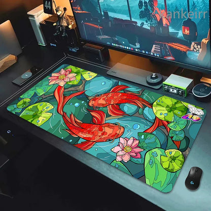 Koi Fish Taichi XXL Gaming Deskmat 90x40 – Natural Rubber, Anti-Slip, Smooth Surface