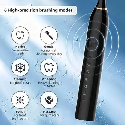 Electric Ultrasonic Toothbrush – 6 Modes, USB Rechargeable, Waterproof
