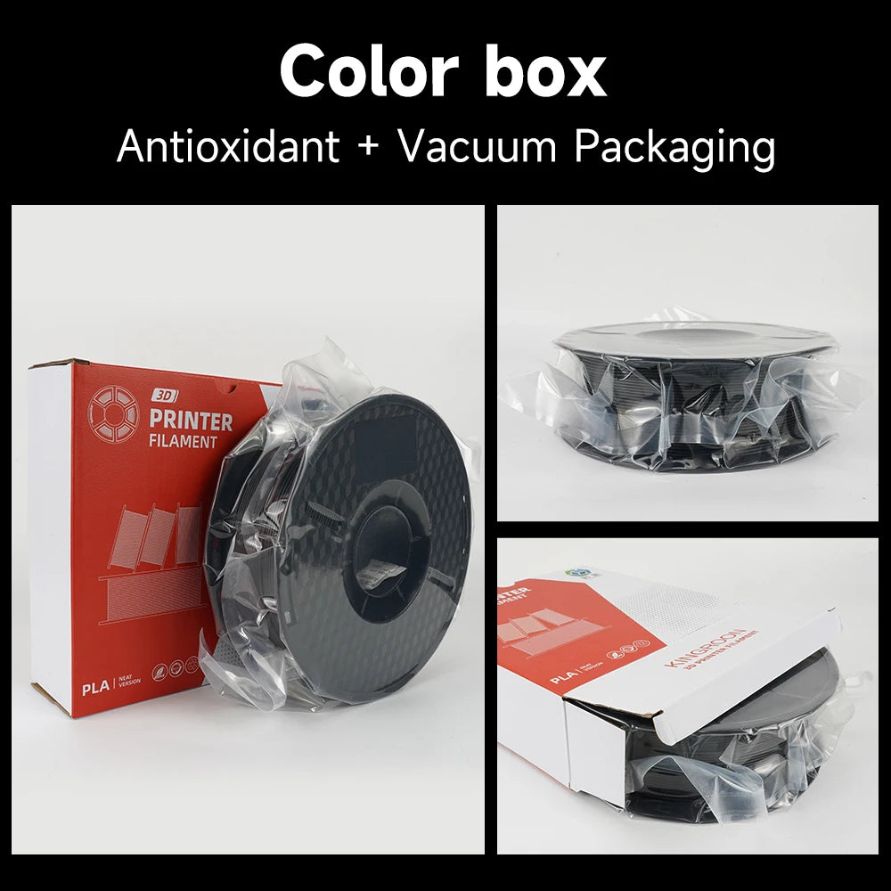 KINGROON 3D Printer Filament – 10KG Bulk, 1.75mm PLA / ABS / PETG, 10 Rolls, Black / White / Gray
