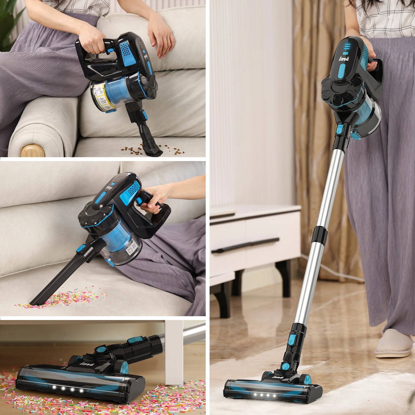 INSE Cordless Vacuum Cleaner 6-in-1 | 20KPa | 40 Min Runtime | Stick & Handheld