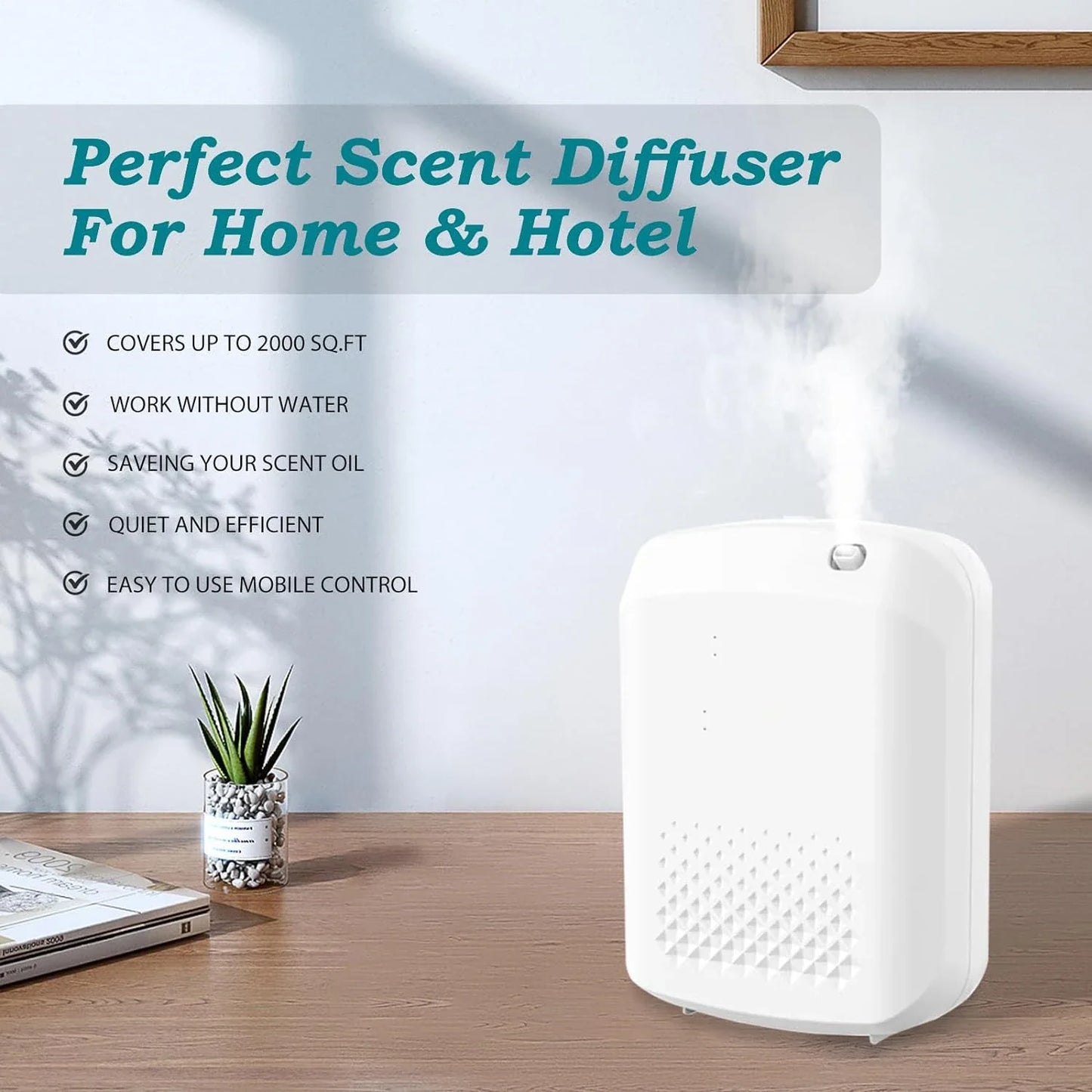 Hotel Collection Bluetooth Aroma Diffuser – 400ml Waterless Essential Oil Scent Machine, App Control