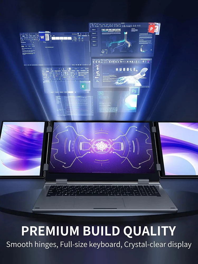 BYONE BAX16 Triple Screen Laptop — 16"+Dual 10.5", Intel i5-12450H, 64GB RAM, 4TB SSD