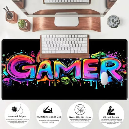 XXL Neon Glow-in-the-Dark Gaming Mouse Pad – Non-Slip Rubber Desk Mat
