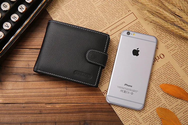 Genuine Cowhide Leather Men's Wallet – Short Bifold