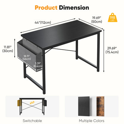 JHK 31–55" Adjustable Office & Gaming Desk – Metal Frame, Wood Tabletop & Storage Bag