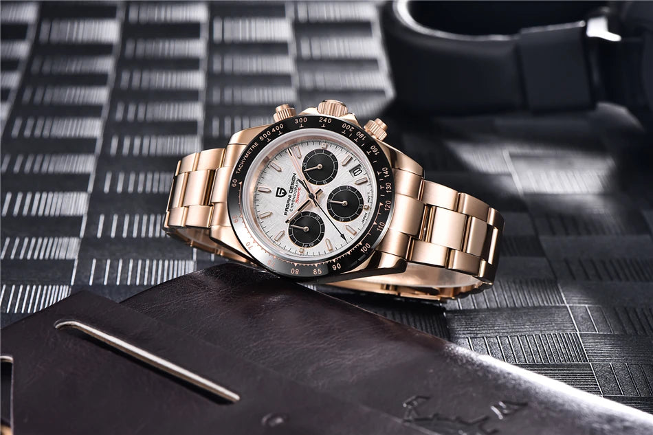PAGANI DESIGN Men's Luxury Chronograph Watch – 100M Waterproof, Quartz Sport Wristwatch, Gift
