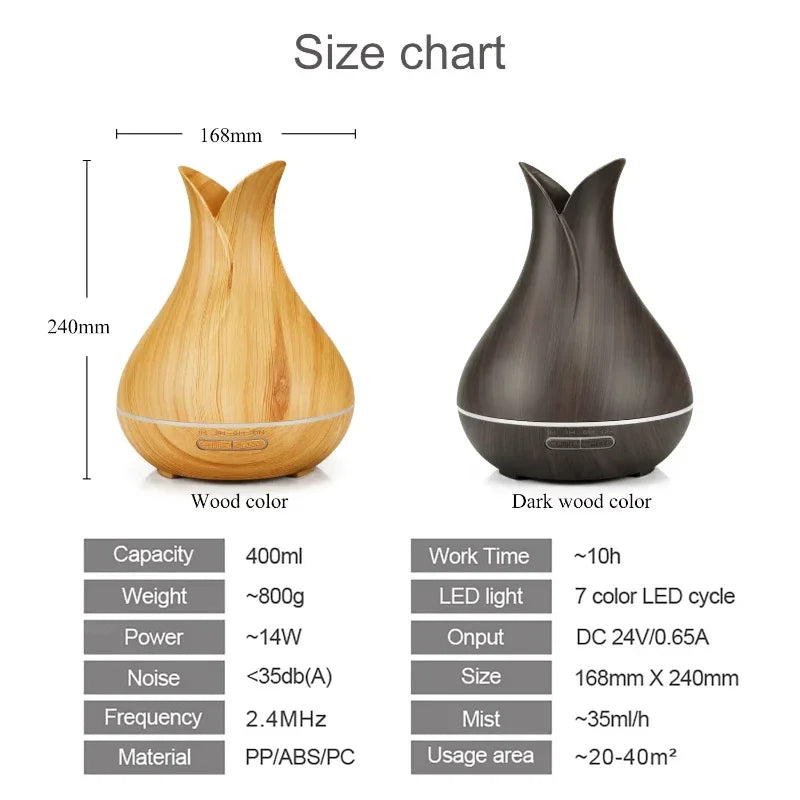 WiFi Smart Air Humidifier & Aroma Diffuser 400ml – Essential Oil, Wood Ball Design
