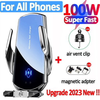 Car Magnetic Phone Holder with Wireless Charger – 360° Rotatable GPS Mount for iPhone & Xiaomi