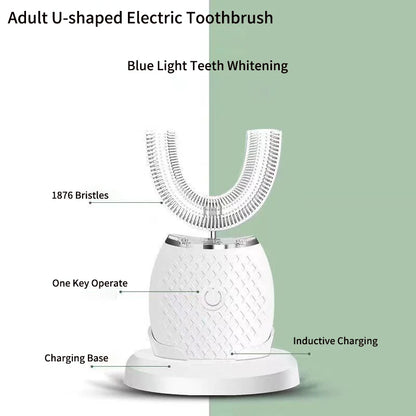 360° U-Type Automatic Electric Toothbrush – Ultrasonic, Rechargeable, Blue Light, IPX7 Waterproof | Adults