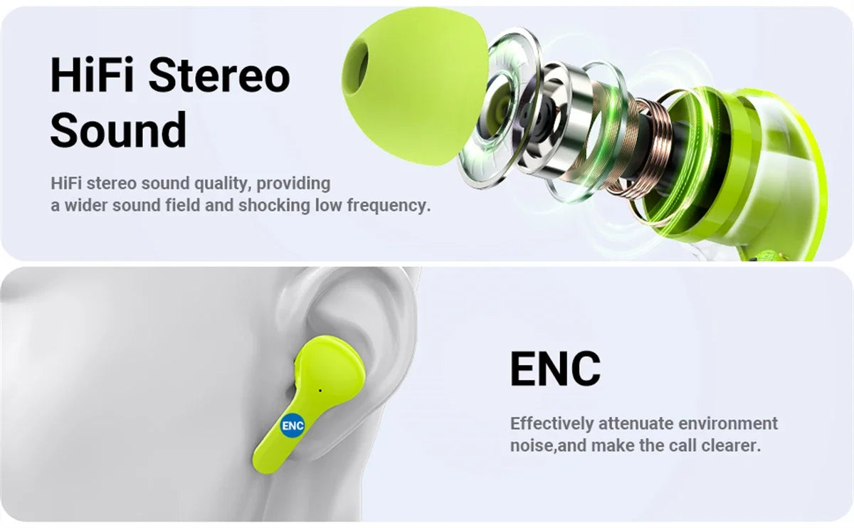 AEDG Air 31 Transparent Crystal TWS Wireless Earbuds – ENC Noise Cancelling, Gaming Mode, Dual Driver