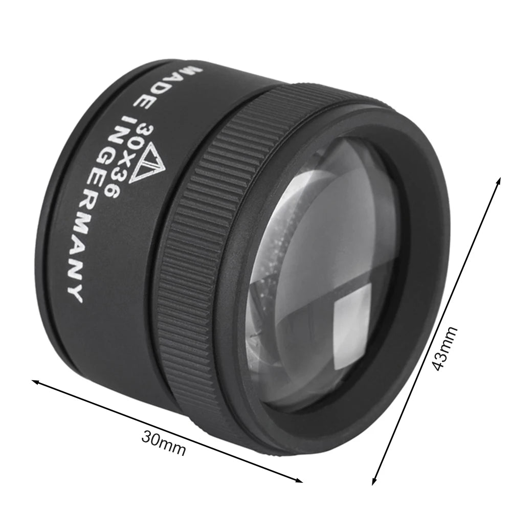Handheld 30X Magnifying Glass – Optical Lens Loupe for Jewelry & Stamps