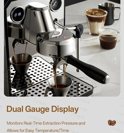 CAFOVO G3006 Espresso Machine – 15 Bar, 220V, Stainless Steel, Black/White