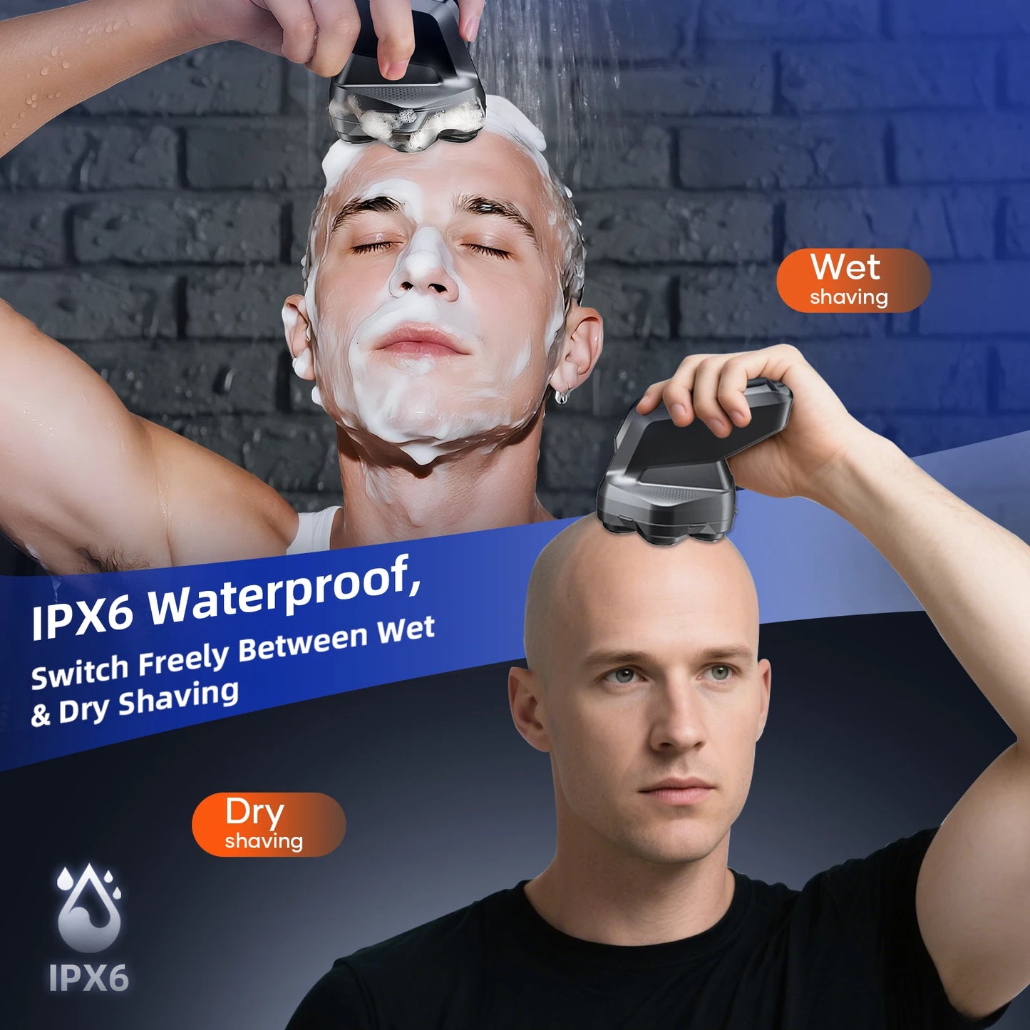 Kensen S32 7D Electric Head Shaver for Men – 8100/8500RPM, IPX6, USB-C, Magnetic Head, 120min