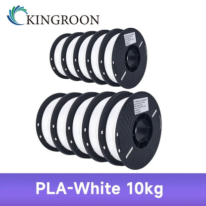 KINGROON 3D Printer Filament – 10KG Bulk, 1.75mm PLA / ABS / PETG, 10 Rolls, Black / White / Gray