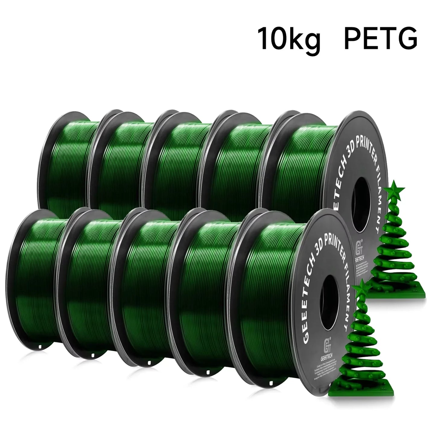 Geeetech PETG Filament – 10 Rolls x 1KG, 1.75mm, Vacuum Packed, for FDM 3D Printers
