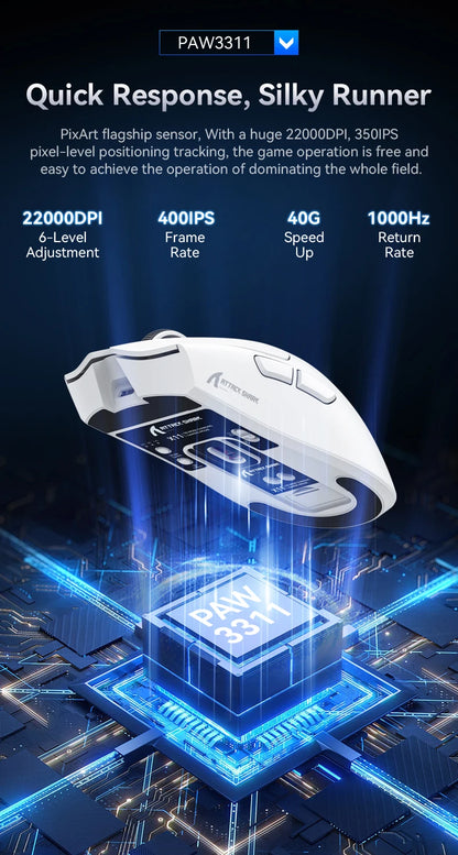ATTACK SHARK X11 Lightweight Wireless Gaming Mouse – 22K DPI, PAW3311