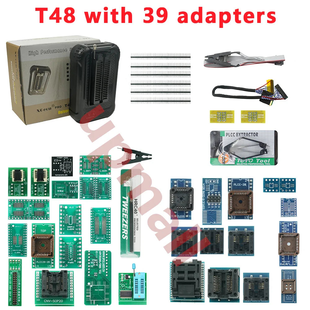 XGecu T48 (TL866-3G) Universal Programmer – 39 Adapters, 31000+ ICs, SPI/NAND/eMMC