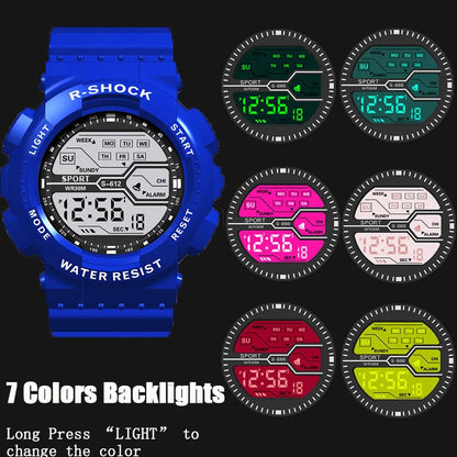 Men's Military Digital LED Sport Watch – Large Screen, Waterproof, Luminous Outdoor Wristwatch