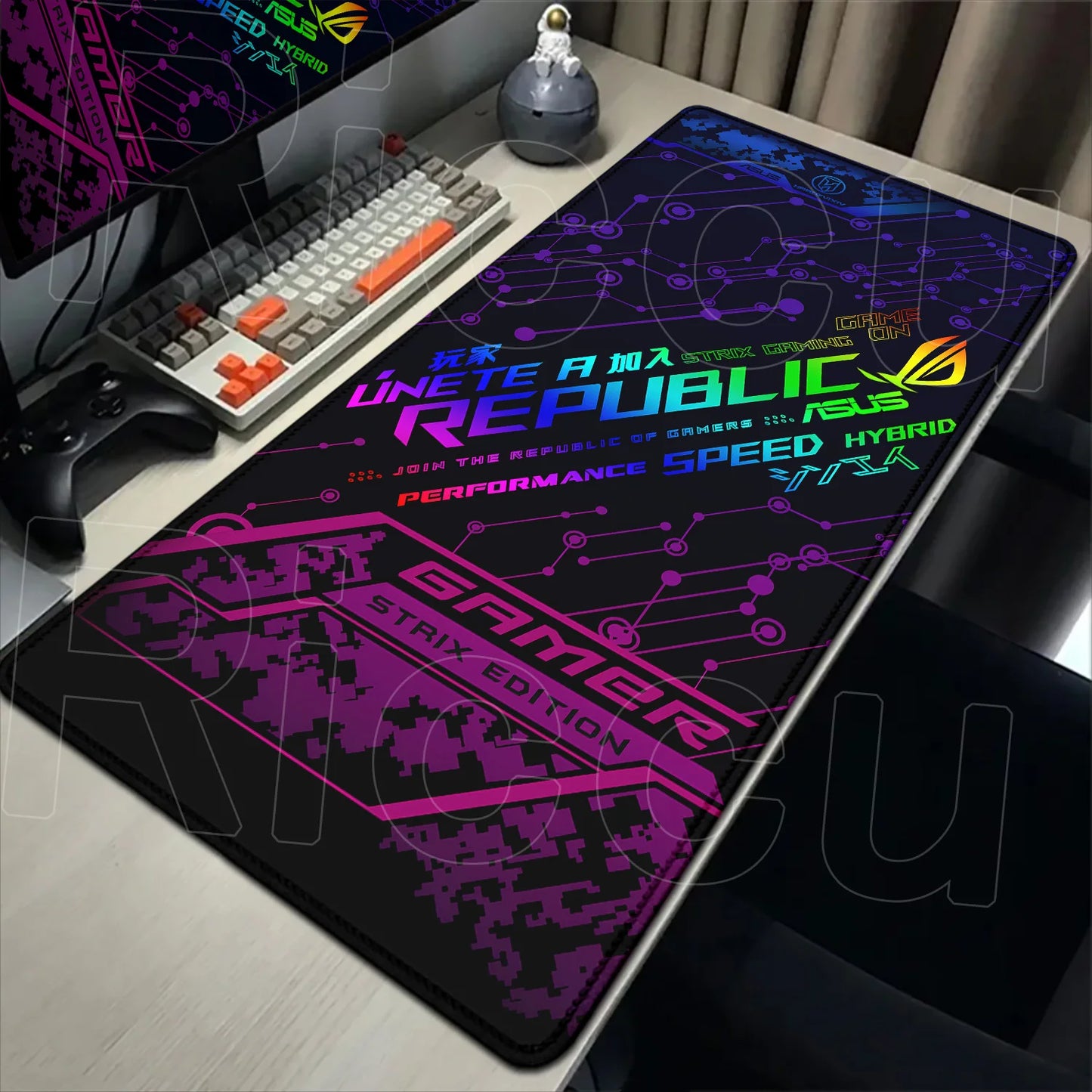 Black Anime XXL Gaming Mouse Pad – Lock Edge, HD Print, Anti-Slip Desk Mat, Multiple Sizes