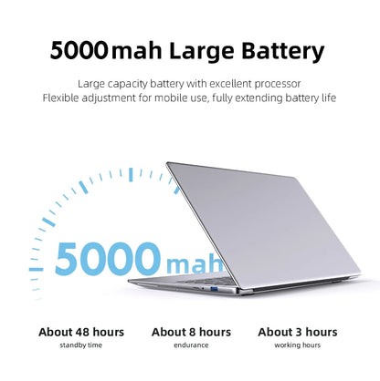 14.1" Ultra Slim Laptop – Intel Atom A3950, Up to 12GB RAM, Up to 2TB SSD, Win 11