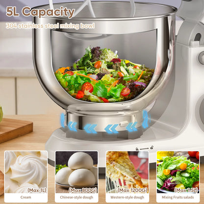 BioloMix BM602E 1200W Stand Mixer – OLED Screen, 11-Speed DC Motor, 5L Bowl