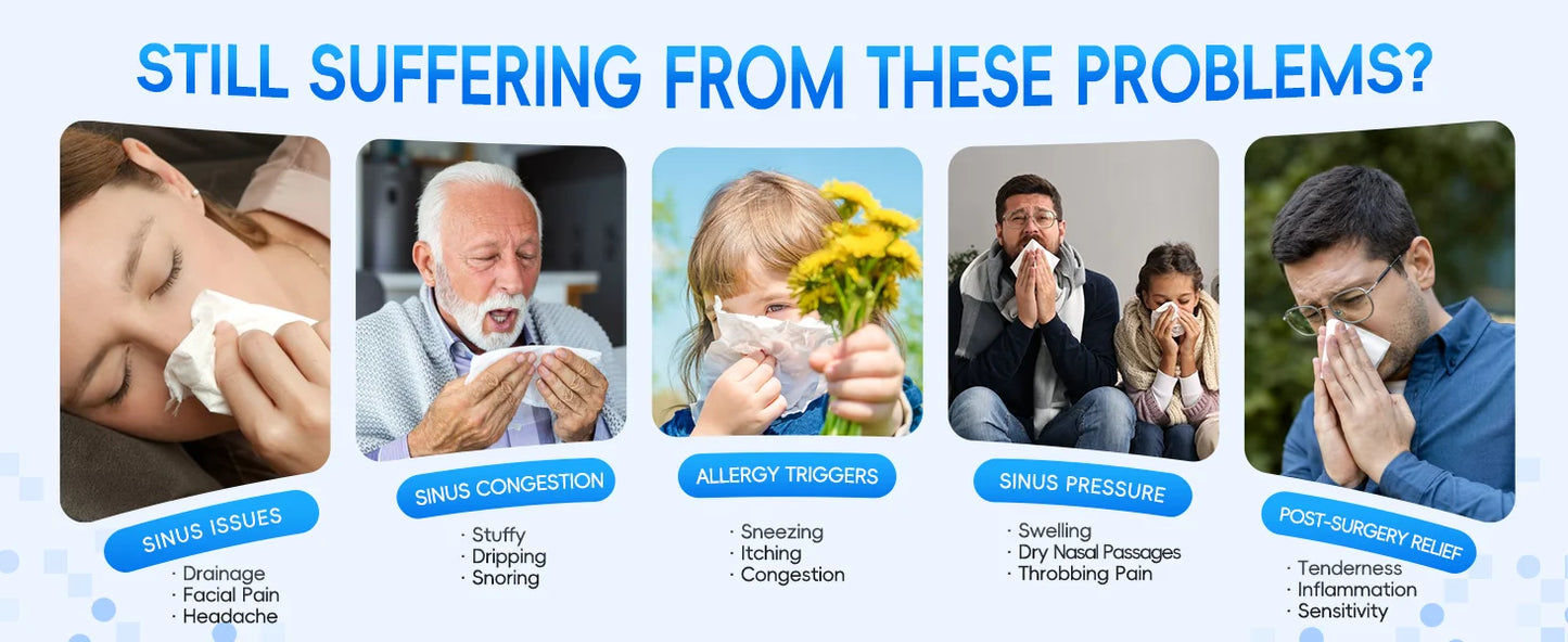 Self-Cleaning Nasal Irrigator & Water Flosser Combo | 30 Sinus Salt Packets | Auto Waste Collection