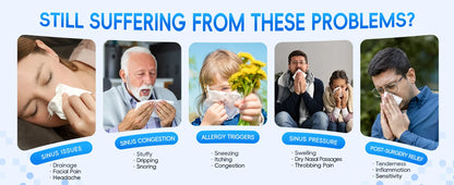 Self-Cleaning Nasal Irrigator & Water Flosser Combo | 30 Sinus Salt Packets | Auto Waste Collection
