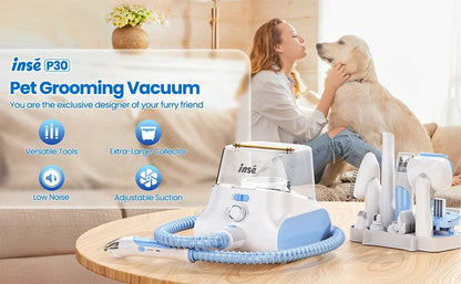 INSE P30 Dog Grooming Vacuum Kit – Ultra-Low Noise, 4.5L, Pet Clipper & Hair Cleaner