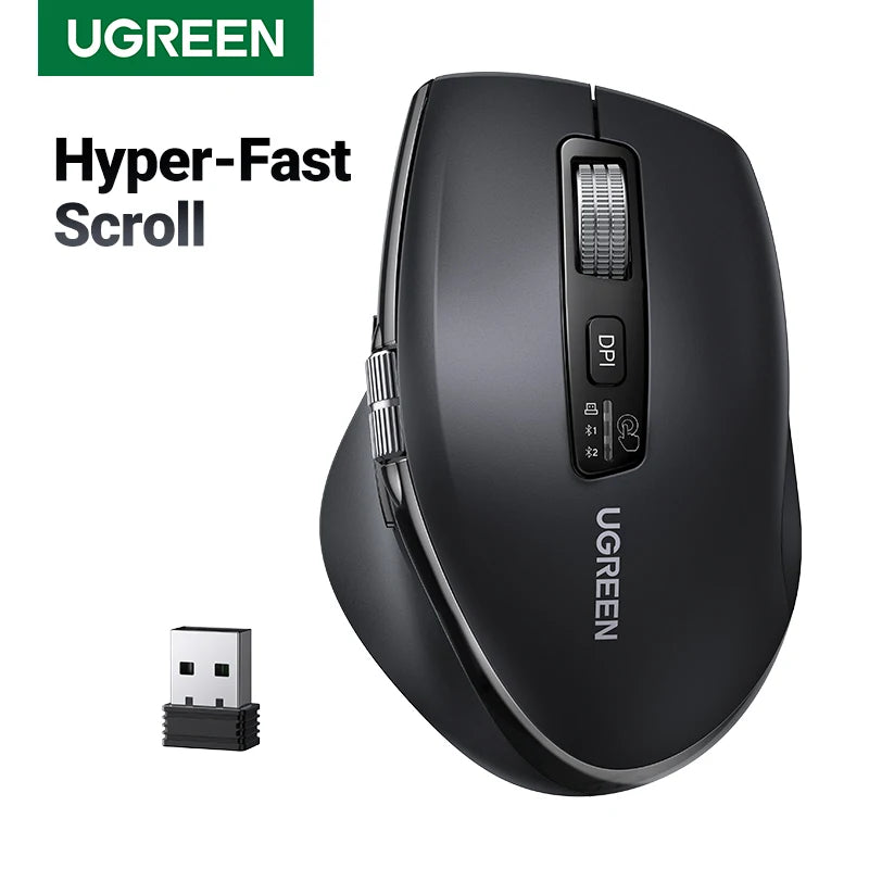 UGREEN Hyper-Fast Scroll Wireless Mouse – BT5.4 & 2.4G, 5000 DPI, Ergonomic for MacBook & PC