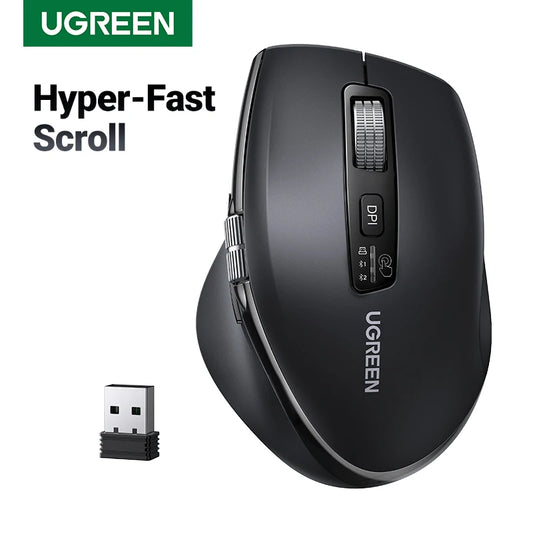 UGREEN Hyper-Fast Scroll Wireless Mouse – BT5.4 & 2.4G, 5000 DPI, Ergonomic for MacBook & PC