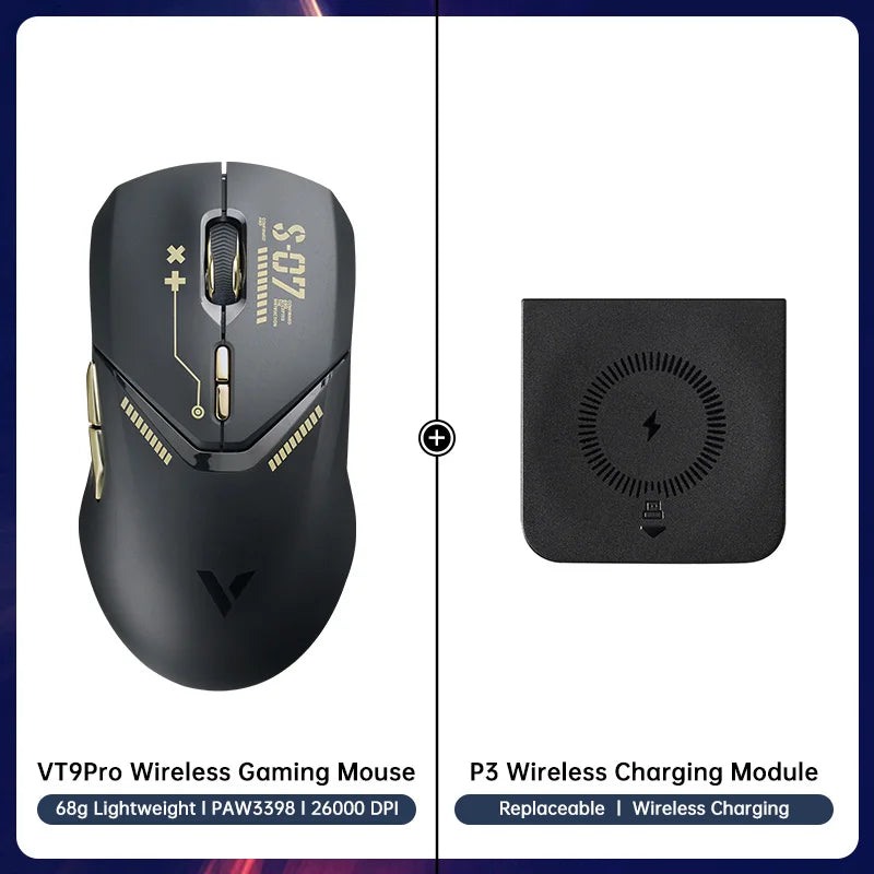 Rapoo VT9PRO Wireless Gaming Mouse – 68g Ultra-Light, PAW3395 26000DPI, 8K Polling, 8 Buttons