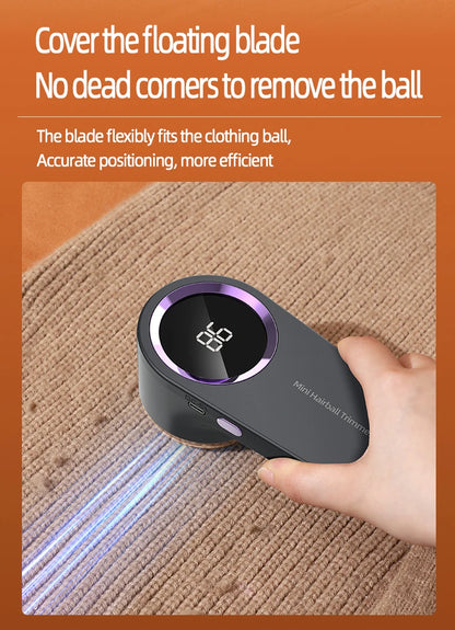 Electric Lint Remover — Smart LED Digital Display, USB Charging, Portable Fabric Hair Ball Trimmer