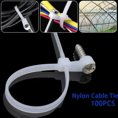Self-Locking Nylon Cable Ties with Screw Hole Mount 100–200pcs
