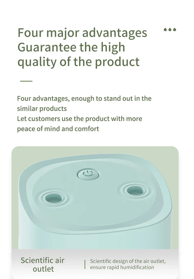 Air Humidifier Double Spray – Aromatherapy, Colorful LED, Heavy Fog, Mute
