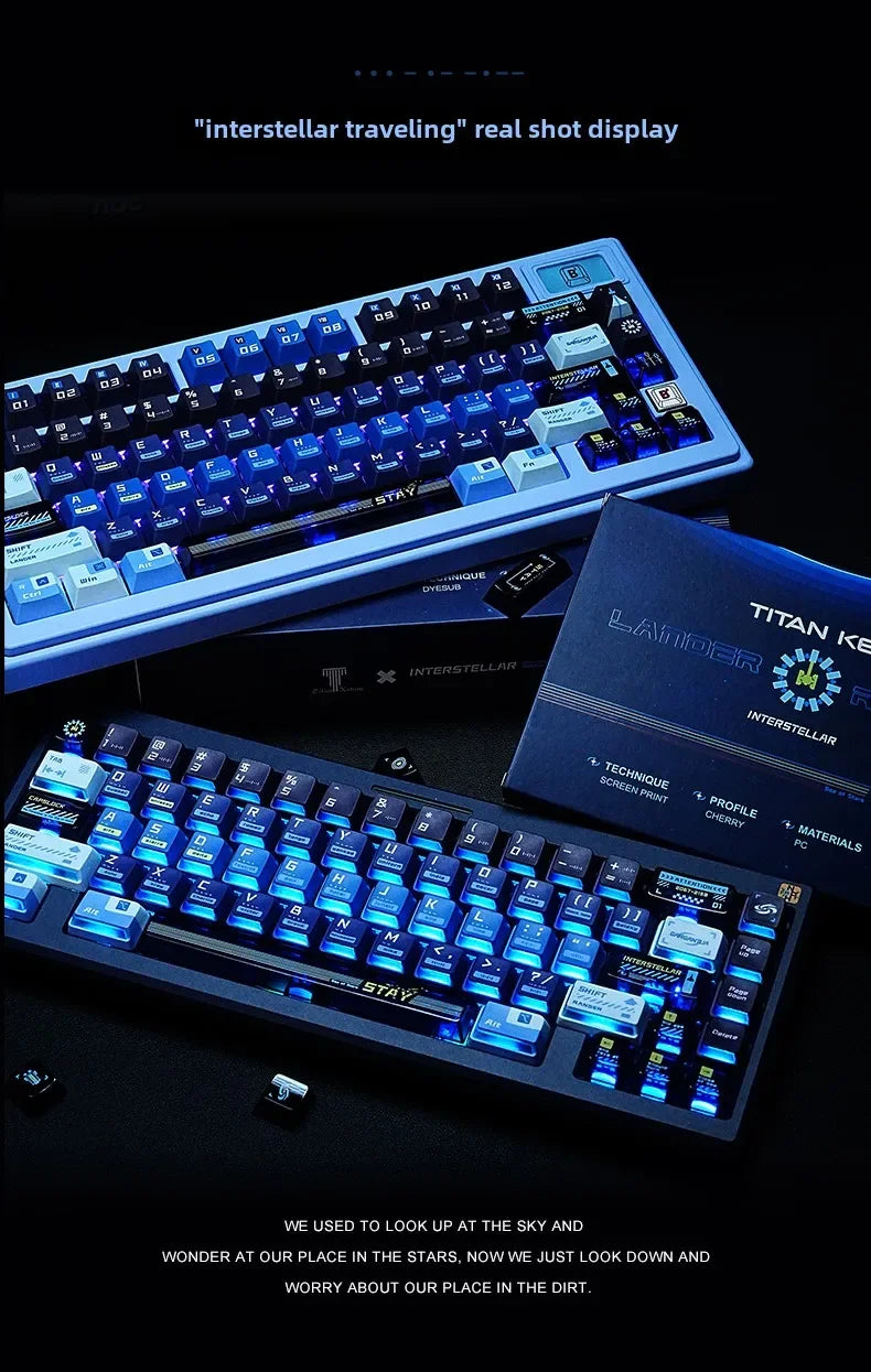 Titan Nation Interstellar Crossing Keycaps Original Height PBT Material PC Transparent Thermally Sublimated HighQuality 144 Keys