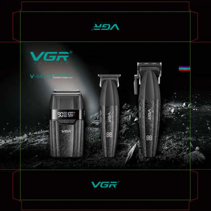 VGR V-640 S3 Professional Hair Clipper – 9000 RPM, Type-C, 160 Min Runtime | Black/Red/Green