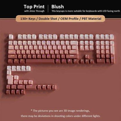 Cherry Profile PBT Keycaps 133+ Keys – White Side-Printed Shine-Through for MX Switches