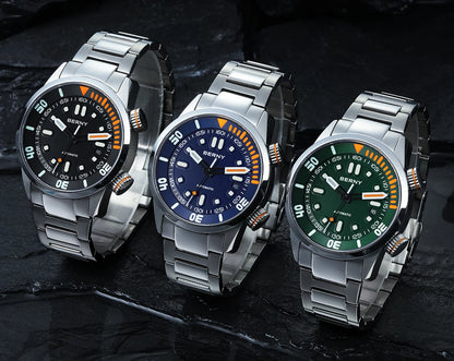 BERNY Automatic Dive Watch – Sapphire Crystal, 200M Water Resistant, NH35 Movement