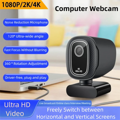 4K Webcam with Microphone & Autofocus – 1080P/2K USB Web Camera for PC, Live Streaming & Online Meetings