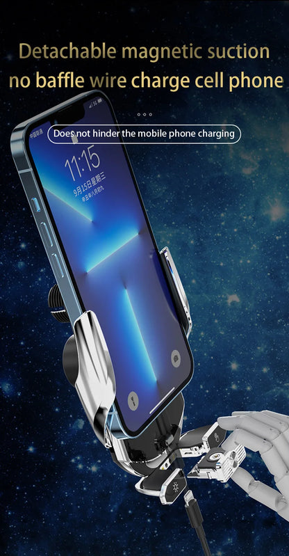 Car Magnetic Phone Holder with Wireless Charger – 360° Rotatable GPS Mount for iPhone & Xiaomi