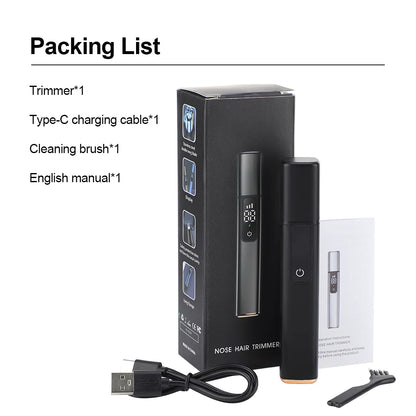 Rechargeable R.E.D. electric nose hair and facial trimmer with stainless steel blades, waterproof design for painless grooming.