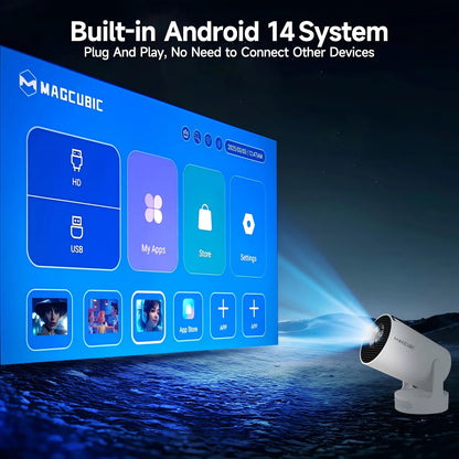 Magcubic HY300 Pro+ Portable Projector – 8000 Lumens, 720P, Android 14, WiFi 6, BT5.4, 5W Speaker