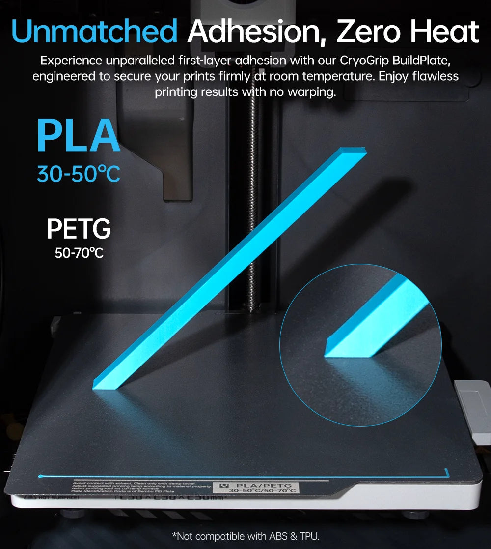 BIQU Panda CryoGrip Build Plate 256x256mm – Spring Steel, Textured, for Bambu Lab P1 & X1