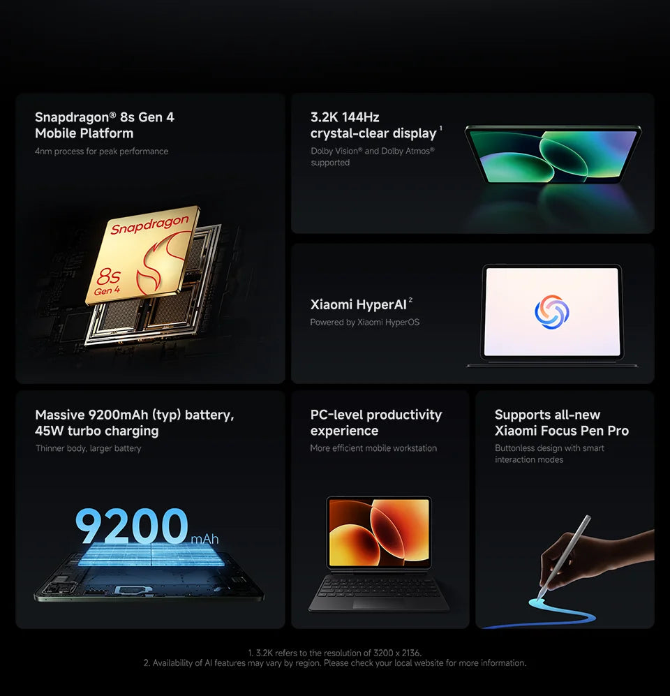 Xiaomi Pad 8 Global Version – 11.2" 3.2K 144Hz IPS, Snapdragon 8s Gen 4, 128GB, 9200mAh, WiFi